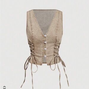 Khaki Denim Festival Vest